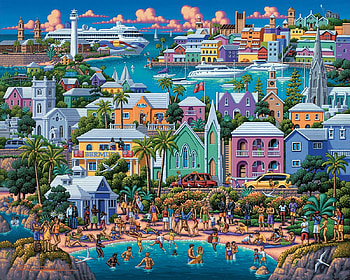Bermuda, blue, painting, art, pictura, luminos, travel HD wallpaper