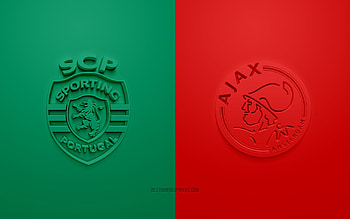 Sporting vs AFC Ajax, 2021, UEFA Champions League, Group С, 3D logos, yellow green background, Champions League, football match, 2021 Champions League, Sporting, AFC Ajax HD wallpaper