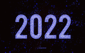 Happy New Year 2022, blue glitter art, 2022 New Year, 2022 blue glitter background, 2022 concepts, black background, 2022 greeting card HD wallpaper