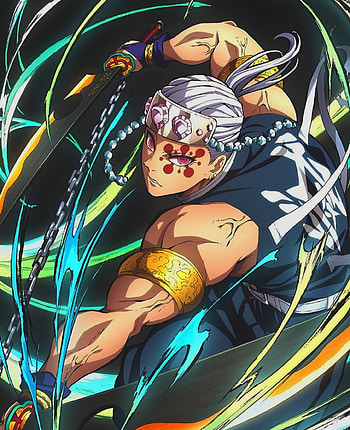 Uzui Tengen, art, cartoon HD phone wallpaper