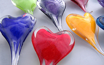 Hearts, Love, Multicolored, Motley, Glass HD wallpaper