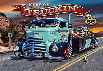 Keep On Truckin' On Route 66, route 66, hot rod, painting, truck HD wallpaper
