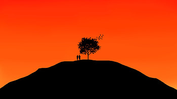 Sky, Vector, Wood, Couple, Pair, Tree HD wallpaper