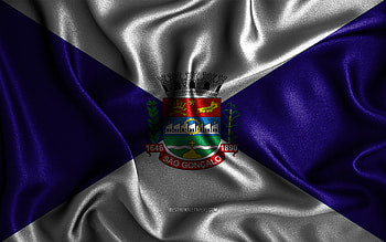 Sao Goncalo flag, , silk wavy flags, brazilian cities, Day of Sao Goncalo, Flag of Sao Goncalo, fabric flags, 3D art, Sao Goncalo, cities of Brazil, Sao Goncalo 3D flag HD wallpaper
