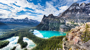 Yoho National Park, British Columbia, mountains, landscape, clouds, trees, sky, canada, rocks HD wallpaper