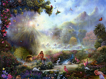 THE GARDEN OF EDEN, snake, light, beauty, sinful HD wallpaper