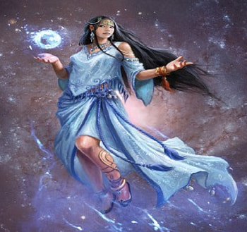 The Goddess, space, sphere, blue dress, goddess HD wallpaper