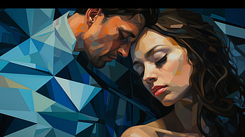 Intimate Couple Artwork, couple, portrait, Digital Art, emotions, geometric design HD wallpaper