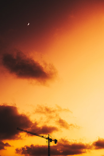 Nature, Sunset, Sky, Twilight, Clouds, Moon, Dusk HD phone wallpaper