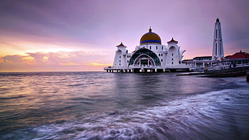 Malacca Straits Mosque, Malaysia HD wallpaper