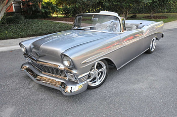 1956-Chevrolet Conv, Bowtie, Silver, Classic, GM HD wallpaper