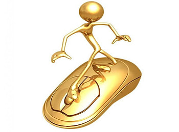 Mouse Surfing, surfing, gold figure, gold mouse HD wallpaper