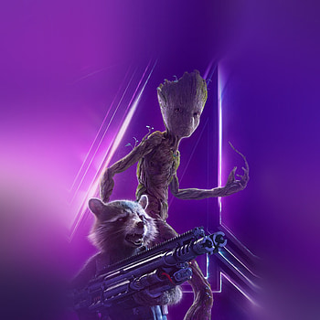 Groot and Rocket, Marvel heroes, Avengers artwork, Film HD phone wallpaper