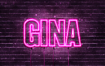 Gina, , with names, female names, Gina name, purple neon lights, Gina Birtay, Happy Birtay Gina, popular italian female names, with Gina name HD wallpaper