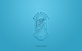 Forward Madison FC, creative 3D logo, blue background, American soccer team, USL League One, Madison, USA, 3d art, soccer, Forward Madison FC 3d logo HD wallpaper
