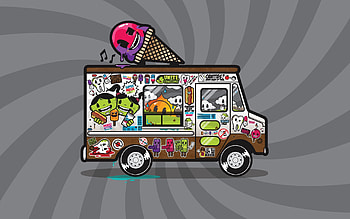 Ice Cream, Vector, Car, Grey HD wallpaper