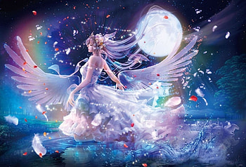 girl, moon, fantasy, art HD wallpaper