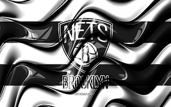 Brooklyn Nets flag, , white and black 3D waves, NBA, american basketball team, Brooklyn Nets logo, basketball, Brooklyn Nets HD wallpaper