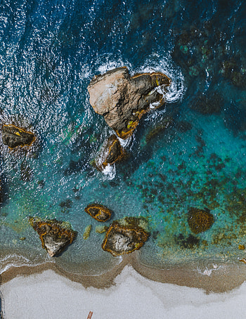 Aerial view, beach, calm HD phone wallpaper