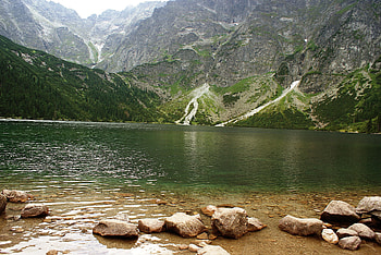 Nature, Stones, Mountains, Lake HD wallpaper