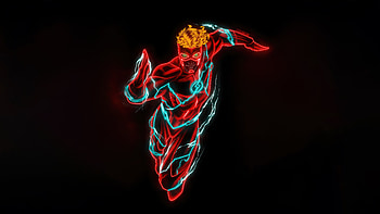 Flash Neon Minimal , flash, superheroes, neon, minimalism, minimalist, artist, artwork, digital-art HD wallpaper