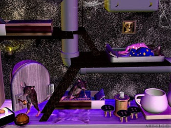Home at Last, chairs, table, door, mice, living, cup, home, spool HD wallpaper