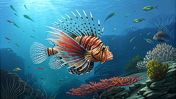 Stunning Lionfish in Ultra, lionfish, fish, coral reef, underwater, marine life HD wallpaper
