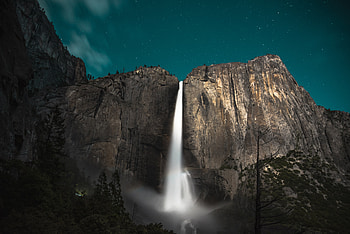 Yoesmite Valley Waterfall, yosemite, waterfall, national-park, nature, mountains HD wallpaper