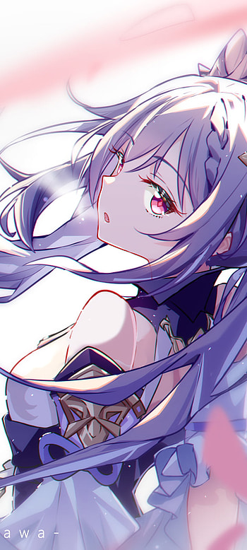 Keqing — Crimson Gaze: Purple-Haired Genshin , red eyes, long hair, purple hair, Keqing (Genshin Impact), video game, Genshin Impact HD phone wallpaper