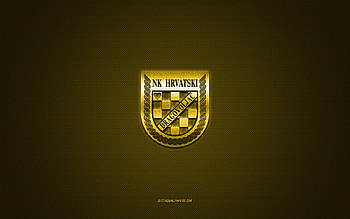 NK Hrvatski Dragovoljac, Croatian football club, yellow logo, yellow carbon fiber background, Druga HNL, football, Novi Zagreb, Croatia, NK Hrvatski Dragovoljac logo HD wallpaper