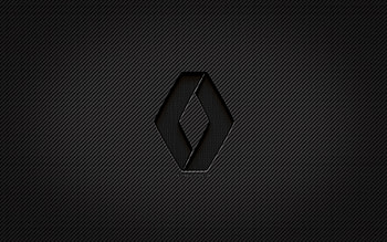 Renault carbon logo, , grunge art, carbon background, creative, Renault black logo, cars brands, Renault logo, Renault HD wallpaper