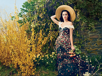 Katy Perry, brunette, flowers, Perry, Katy HD wallpaper