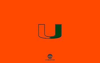 Miami Hurricanes, orange background, American football team, Miami Hurricanes emblem, NCAA, Miami, USA, American football, Miami Hurricanes logo HD wallpaper