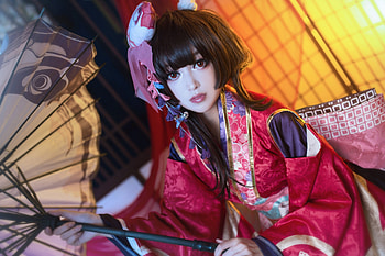 Cosplay, girl, asian, red, model, woman HD wallpaper