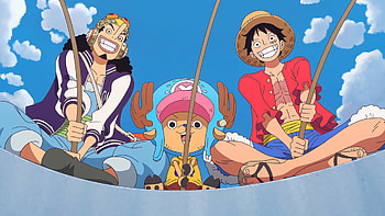 Straw Hat Fishing Trio — Luffy, Chopper & Usopp, Anime, One Piece, Monkey D. Luffy, Tony Tony Chopper, Usopp (One Piece) HD wallpaper