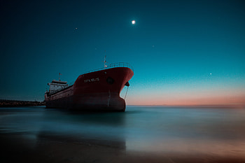 Ship Sea Night Sunset Lake Reflection Water, ship, sea, graphy, reflection HD wallpaper