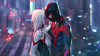 Gwen And Miles Unlikely Bond, spiderman, superheroes, artwork, gwen-stacy, digital-art, art HD wallpaper