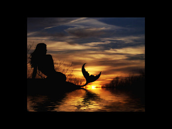 Mermaid Sunset, mermaid, fantasy, female, sunset HD wallpaper