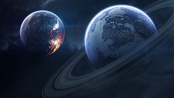 Planets, blue, planet, fantasy, jupiter, saturn, cosmos, luminos, spca HD wallpaper