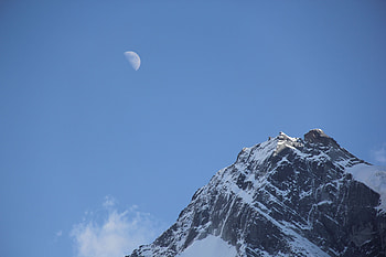 Nature, Sky, Mountains, Moon, Snow, Vertex, Top HD wallpaper