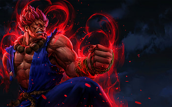 Akuma, night, Gouki, Street Fighter, 3D art, battle, Fortitude, Great Demon, Great Devil, Great Ogre, Akuma Street Fighter, Akuma HD wallpaper