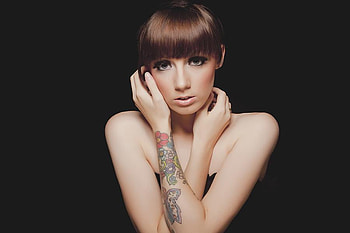 because-u-are., lady, model, eyes, tattoo, hair, nice HD wallpaper