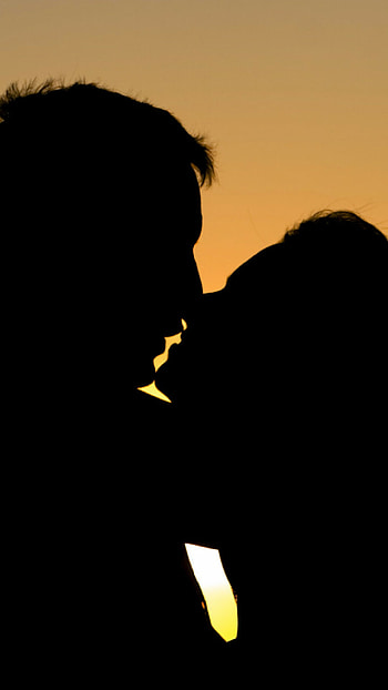 Dreamy sunset kiss, Facebook cover art, Romantic silhouette, Majestic view HD phone wallpaper
