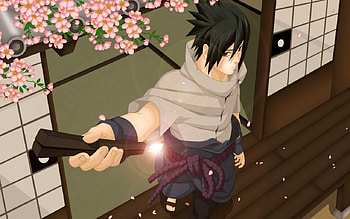 Anime boy, bot, flower peddles, door, anime, boy, floor HD wallpaper
