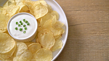 Potato chips, Sour cream dipping sauce, Amazing taste, Stock video HD wallpaper