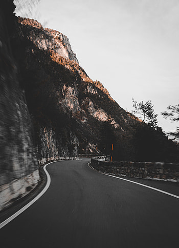 Nature, Mountain, Road, Turn, Slope HD phone wallpaper
