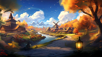 Season of Autumn, Autumn, fall, landscape, artistic, fantasy, fantasy landscape HD wallpaper