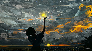 Sunset butterflies, sea, gmdk, black, girl, dark, hand, fantasy, butterfly, yellow, g mdk, sky, luminos, water, sunset, silhouette, cloud HD wallpaper