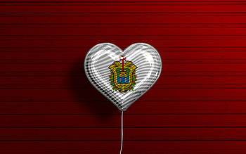 I Love Veracruz, , realistic balloons, red wooden background, Day of Veracruz, mexican states, flag of Veracruz, Mexico, balloon with flag, States of Mexico, Veracruz flag, Veracruz HD wallpaper