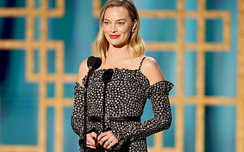Margot Robbie, Australian Actress, Black Dress, Margot Robbie hoot, Australian star, hoot, makeup HD wallpaper